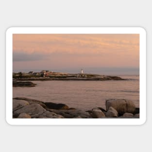 Peggy's Cove lighthouse at sunset Sticker